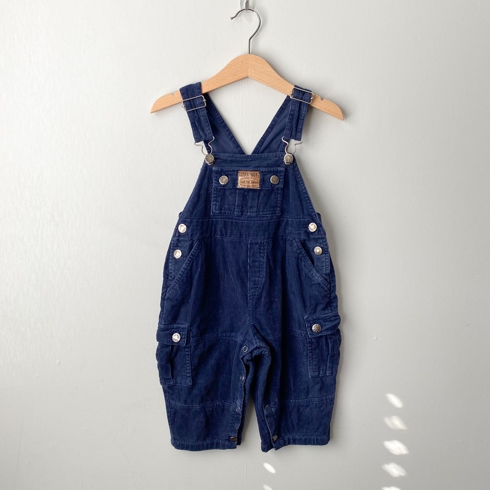 Vintage Bugle Boy Navy Blue Corduroy Cotton Overalls 18 months